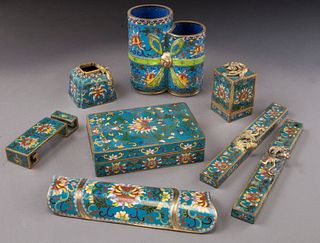 (8) Chinese cloisonne stationary items,