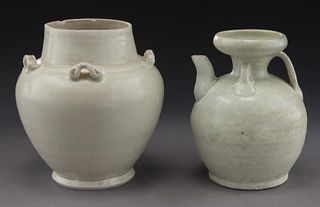 Chinese Song Qingbai porcelain jars and an ewer.