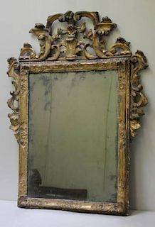 18 Century Continental Giltwood Mirror .