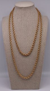 JEWELRY. (2) 14kt Gold Rope Twist Chain Necklaces.