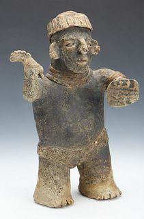 Pre-Columbian Nayarit Pottery Standing Warrior, Ht. 10.5"