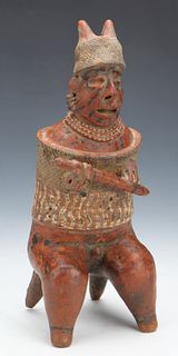 Pre-Columbian Nayarit Pottery Warrior Figure, Ht. 12.5"