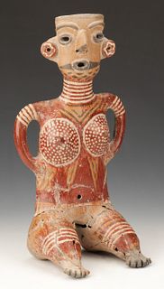 Zacatecas Pottery Seated Female Figure, Ht. 15.5"