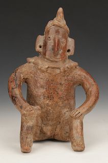 Pre-Columbian Colima Pottery Seated Figure, Ht. 11.5"