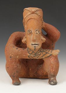 Pre-Columbian Jalisco Pottery Tattooed Figure, Ht. 8.75"