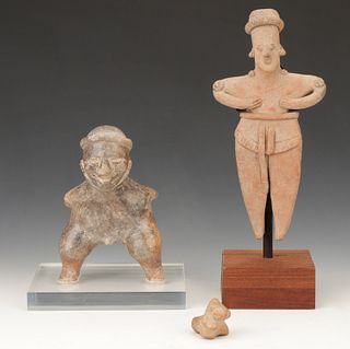 Pre-Columbian Colima Pottery Figures and Whistle