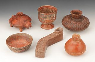 Group of Six Pre-Columbian Pottery Vessels