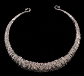 Heavy Silver Torque Necklace, India, 19th C.