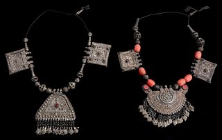 2 Tribal Silver Necklaces, Pakistan