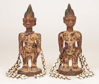 Pair of African Yoruba Ibeji (Twins) Figures, Nigeria