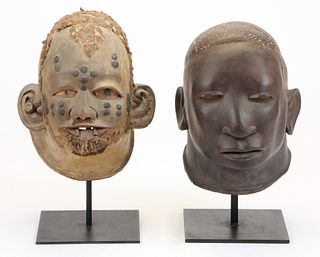 Two African Makonde Helmet Masks