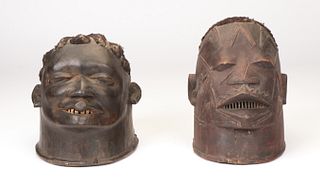 Two African Makonde Helmet Masks