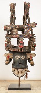 Monumental African Igbo Mask, Nigeria, Ht. 57"