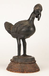 African Akan Bronze Figure of a Rooster, Ghana, Ht. 23"