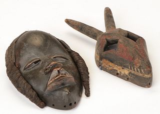 African Dan Mask and a Horned Mask