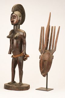 African Tiv Figure and a Bamana Segou Style Mask 