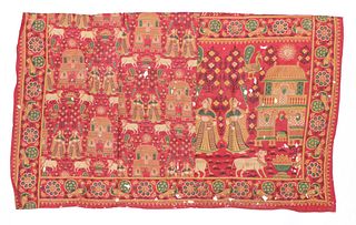 Pictorial Folk Art Hanging, India, Late 19th/Early 20th C.