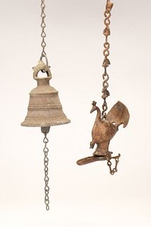 Early 20c Bell, Oil Lamp and Chain, Bangladesh 