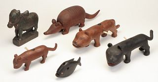 Group of African Zoomorphic Pipes and Figures