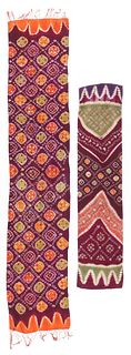 2 Antique Indonesian Pelangi Shoulder Cloth Textiles