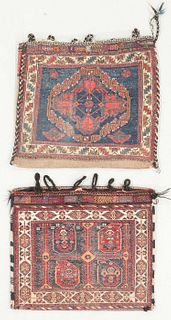 2 Antique Afshar Sumak Cargo Bags, Persia