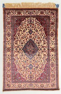 Fine Antique Silk Souf Kashan Rug, Persia: 4'5'' x 6'7'' 