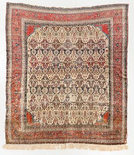 Antique Silk Heriz Rug, Persia: 7'8'' x 9'1'' 