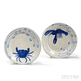 Dedham Pottery Lobster and Crab Plates