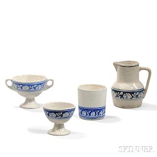 Four Dedham Pottery Rabbit Pattern Tableware Items