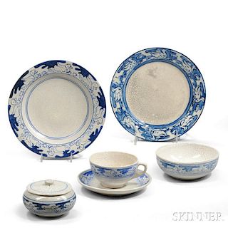 Six Dedham Pottery Duck Pattern Tableware Items