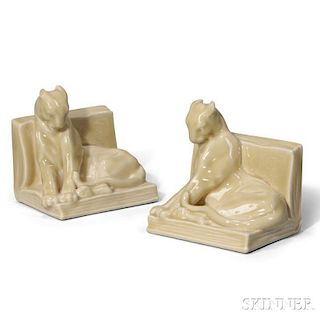 Rookwood Pottery Lioness Bookends