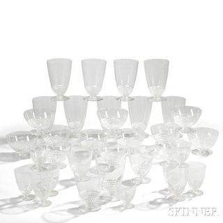 Thirty-four Pieces of Rene Lalique "Nippon" Pattern Stemware