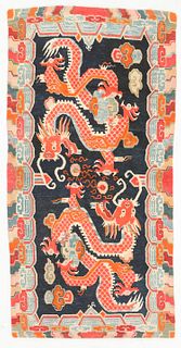 Tibetan Double Dragon Rug, Early 20th C.