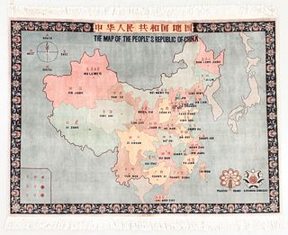 Vintage "Rug Map" of The People's Republic of China