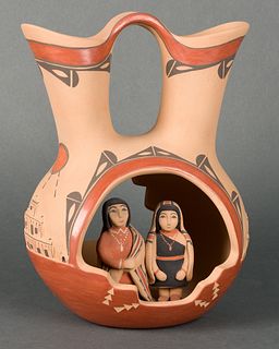 Marie G. Romero | Jemez Wedding Vase with Carved Figures