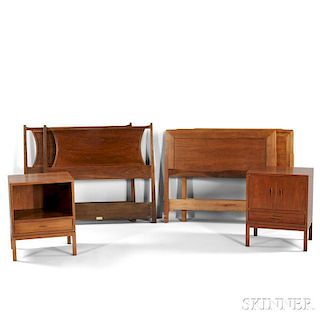 Two Dunbar Nightstands and Two Twin Beds