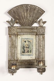 Tin Frame with Devotional Print, ca. 1870