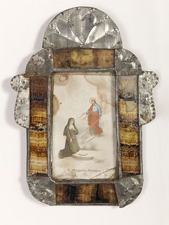 Tin Frame with Devotional Print, ca. 1910