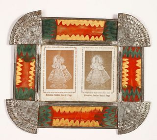Tin Frame with Devotional Cards, ca. 1885