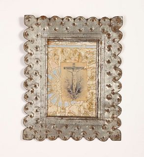 Two Tin Frames with Devotional Cards