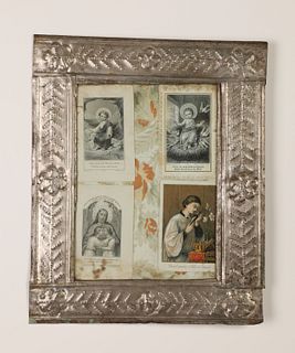 Group of Tin Frames with Devotional Prints