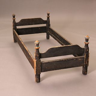 New Mexico, Painted Wooden Bed, 19th Century