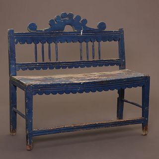 New Mexico, Blue Painted Bench, ca. 1890