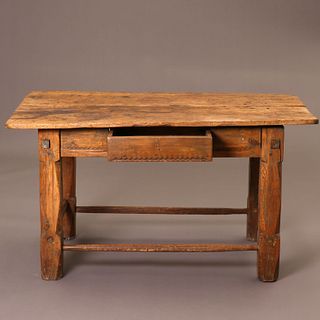 Wooden Table with Carved Sides, 19th Century