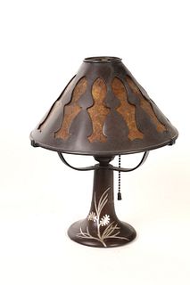 Heintz, Pine Needle Bronze Boudoir Lamp, ca. 1910
