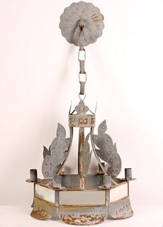 Painted Tin Chandelier, ca. 1900