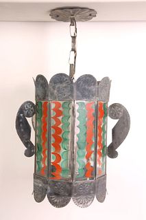 Painted Tin Hanging Lantern, 20th Century