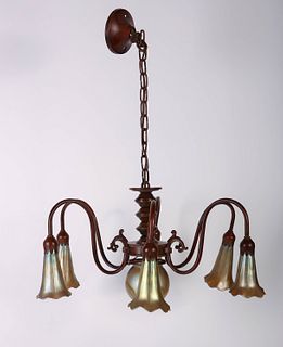 Style of Tiffany, Favrile Glass Chandelier