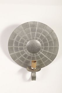 Round Tin Sconce with Electric Fixture, ca. 1970