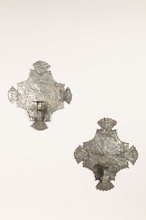 Pair of Tin Candle Sconces, ca. 1880